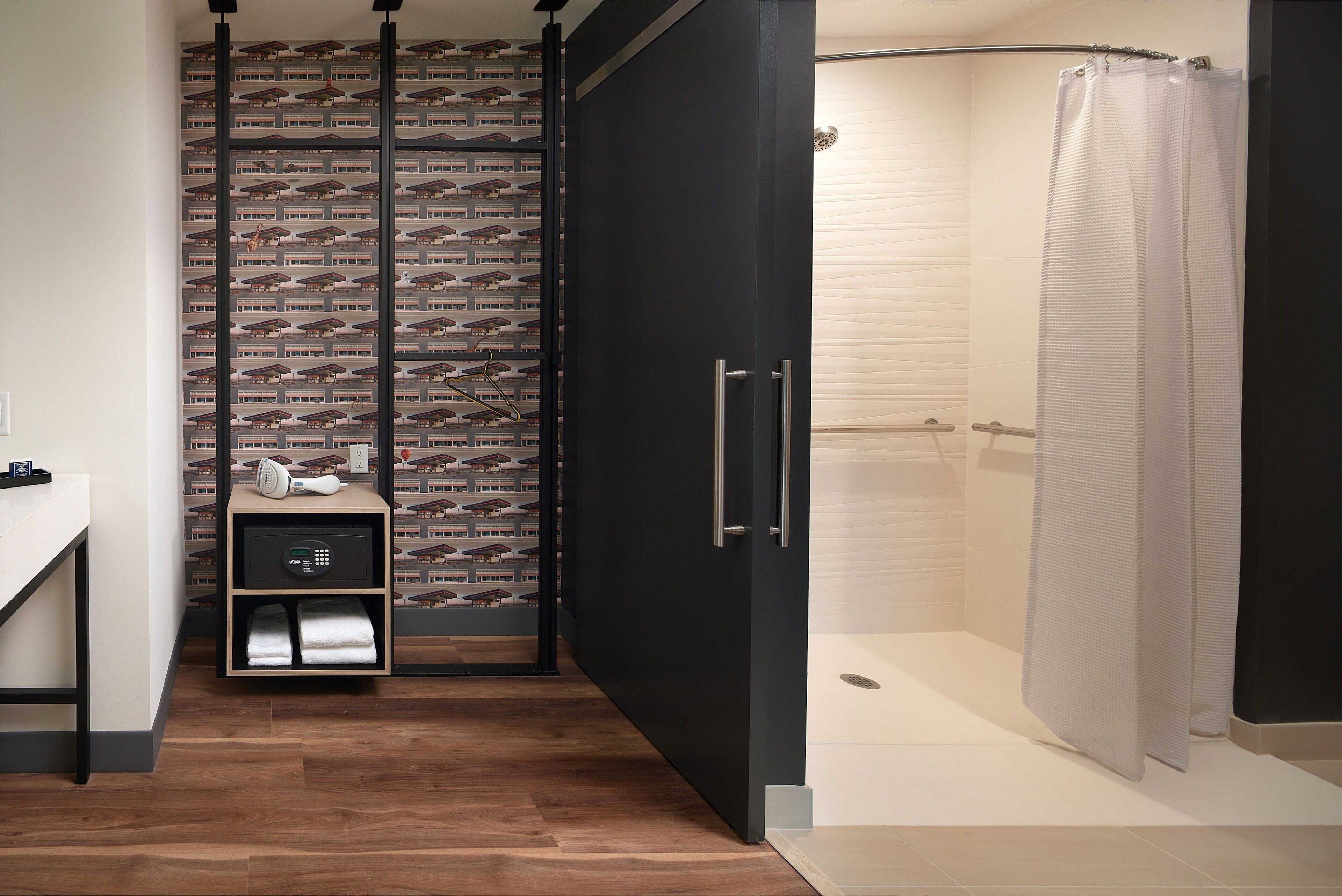 shower, rainfall showerhead, free toiletries, hair dryer