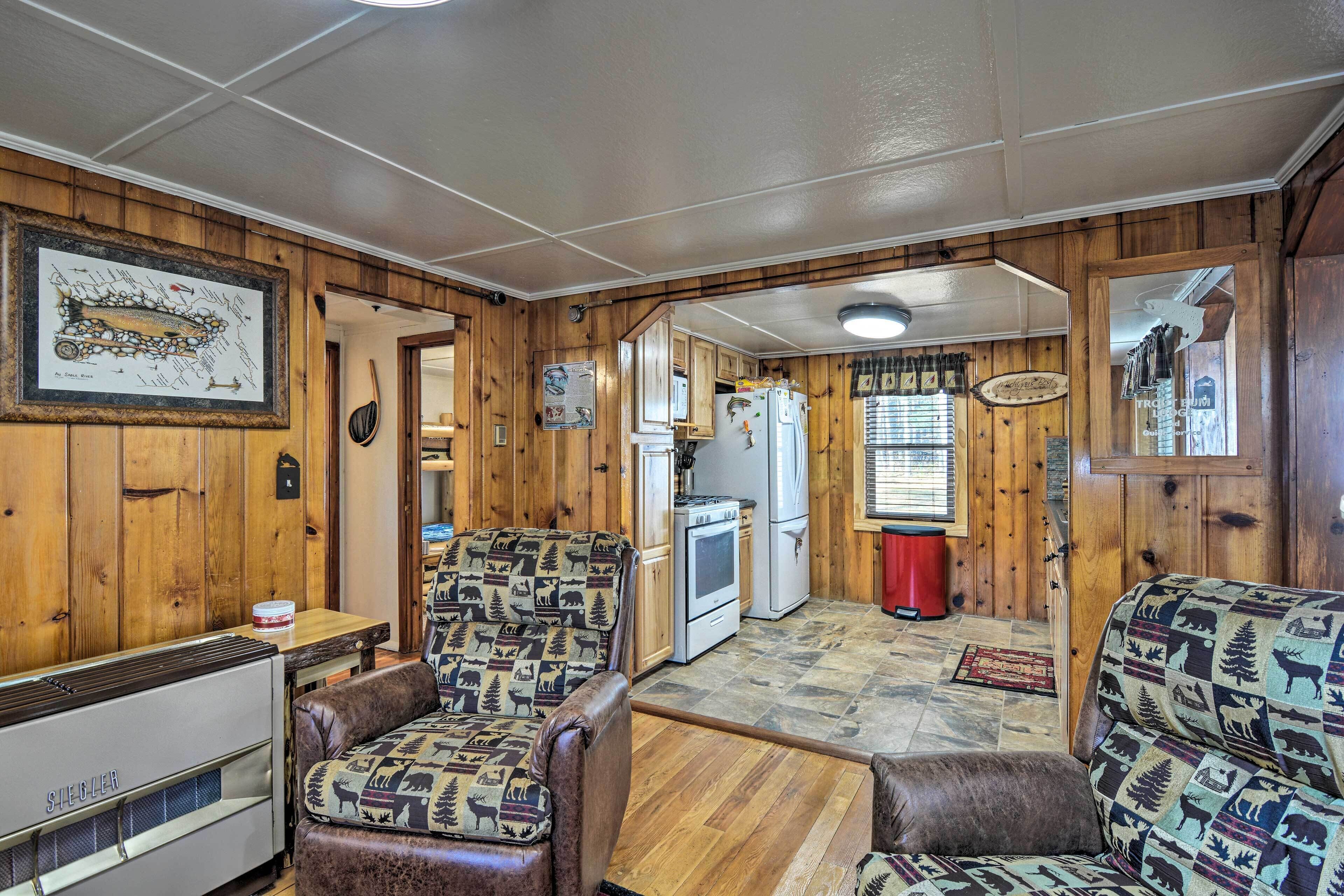 Riverfront Grayling Retreat w/ Fire Pit & Dock!