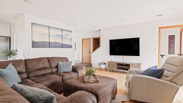 Télévision, cheminée, jeux vidéo, baby-foot