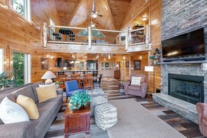 TV, fireplace, video games