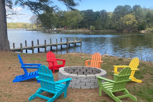 Enjoy our firepit with beautiful Adirondack chairs.  Wood is provided
