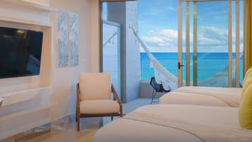 Junior Suite Ocean View 2 Queen Beds | Ropa de cama de alta calidad y edredón