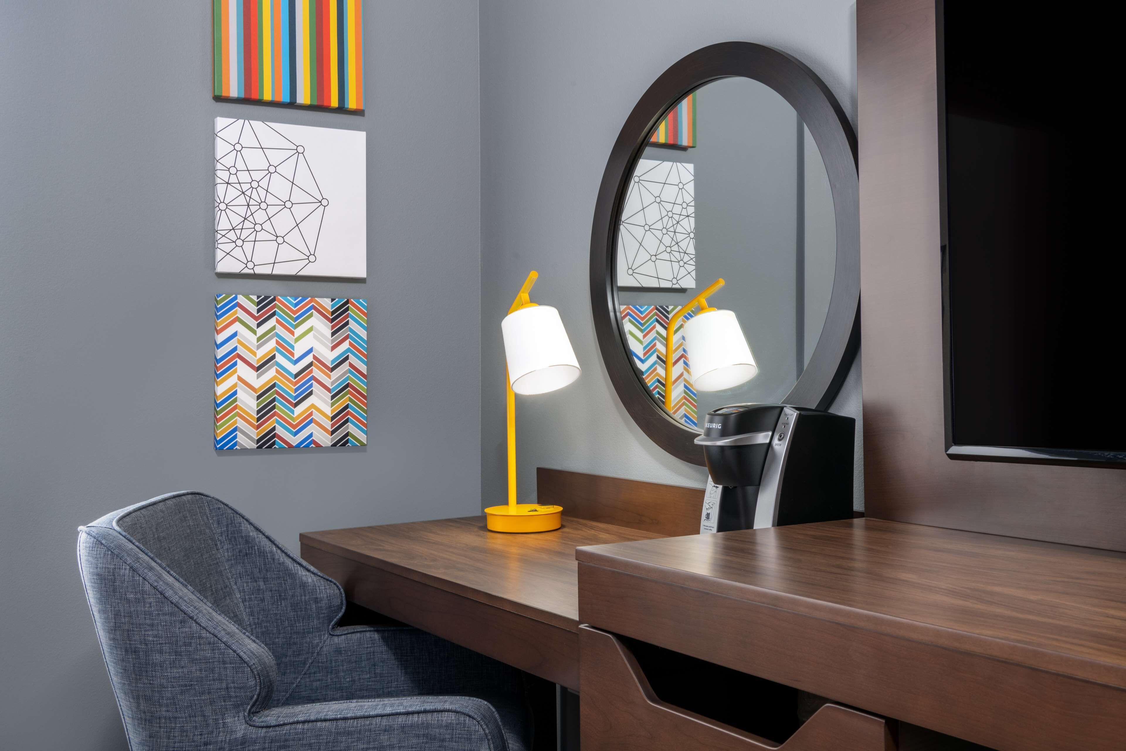 room, 1 king bed, refrigerator & microwave | desk, laptop workspace, blackout curtains, iron/ironing board