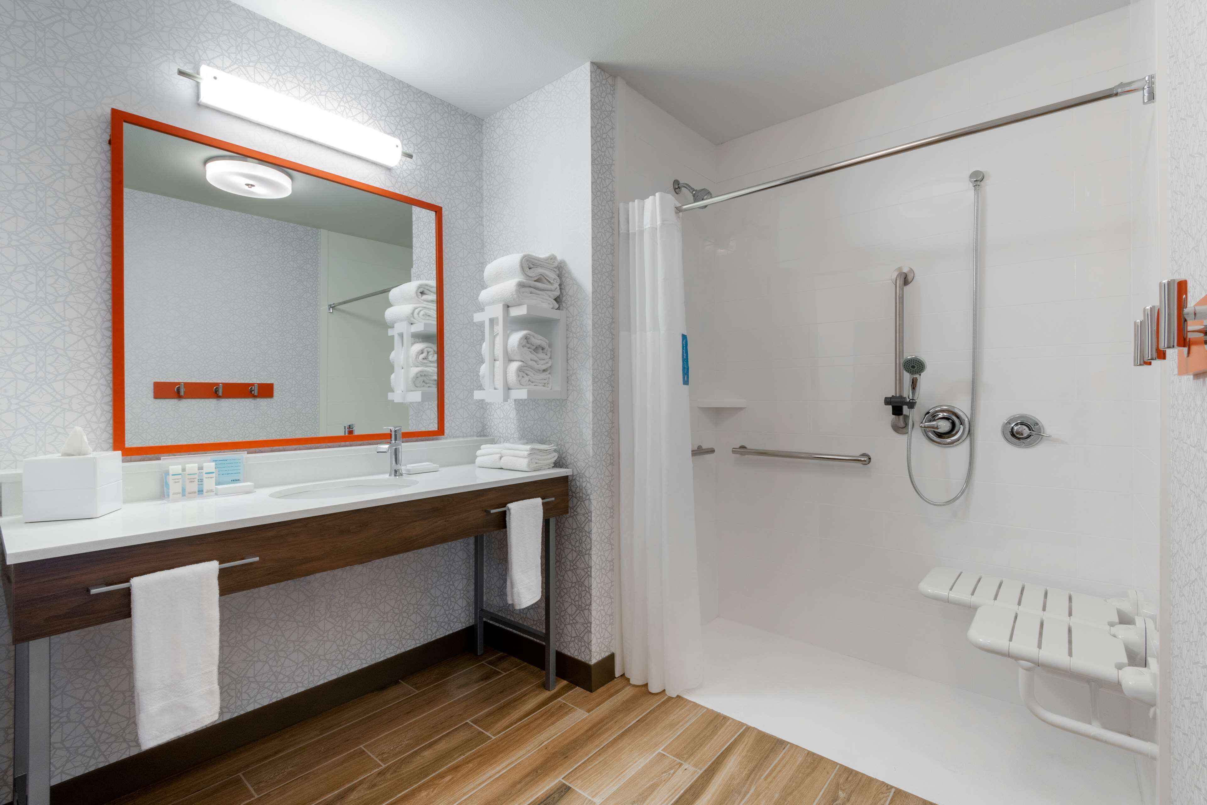 room, 1 king bed, accessible (mobility & hearing, roll-in shower) | bathroom shower