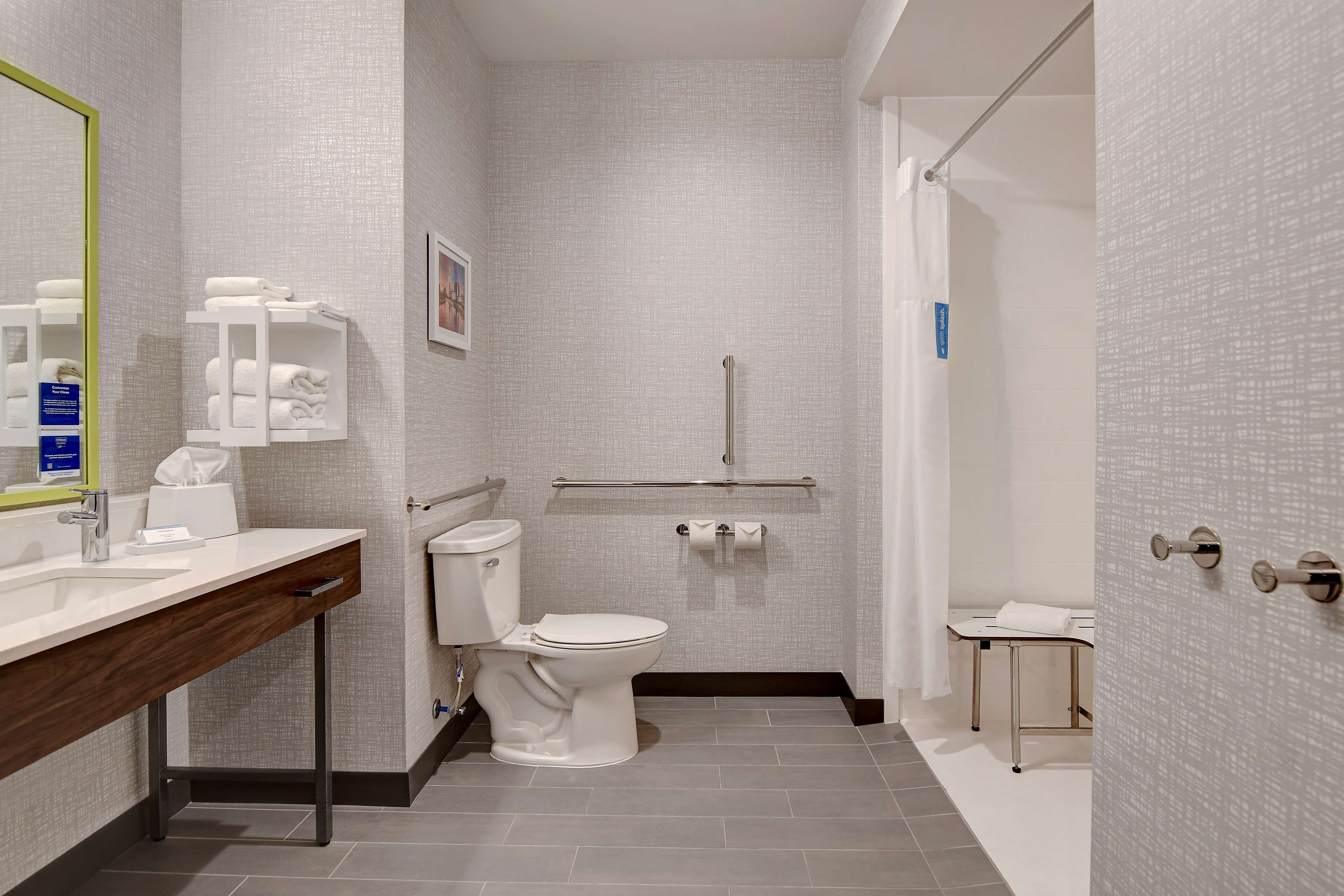 room, 1 king bed, accessible, non smoking (mobility/hearing, roll in shower) | bathroom shower