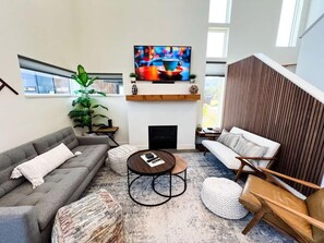 TV, fireplace, offices