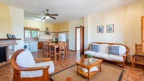 Télévision, cheminée, lecteur de DVD