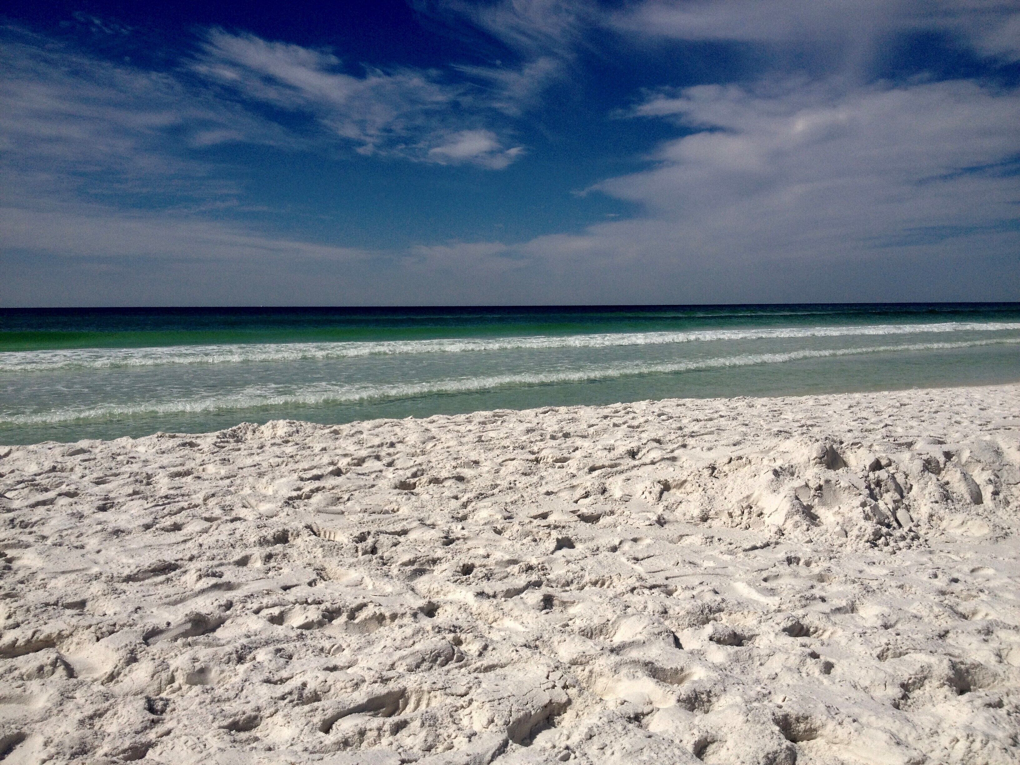 On the beach, sun loungers