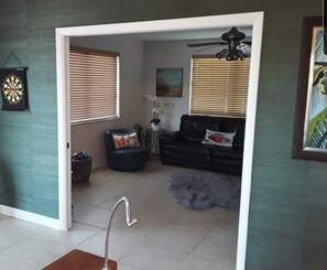 TV connectée, cheminée, lecteur de DVD, médiathèque