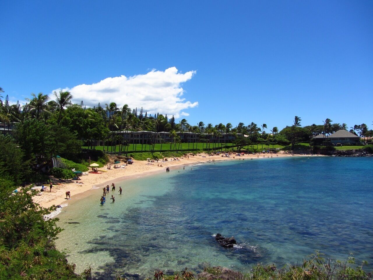 On the beach, beach towels, snorkeling