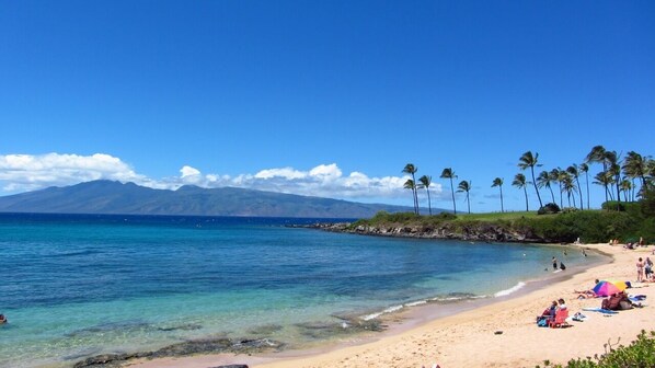 On the beach, snorkeling