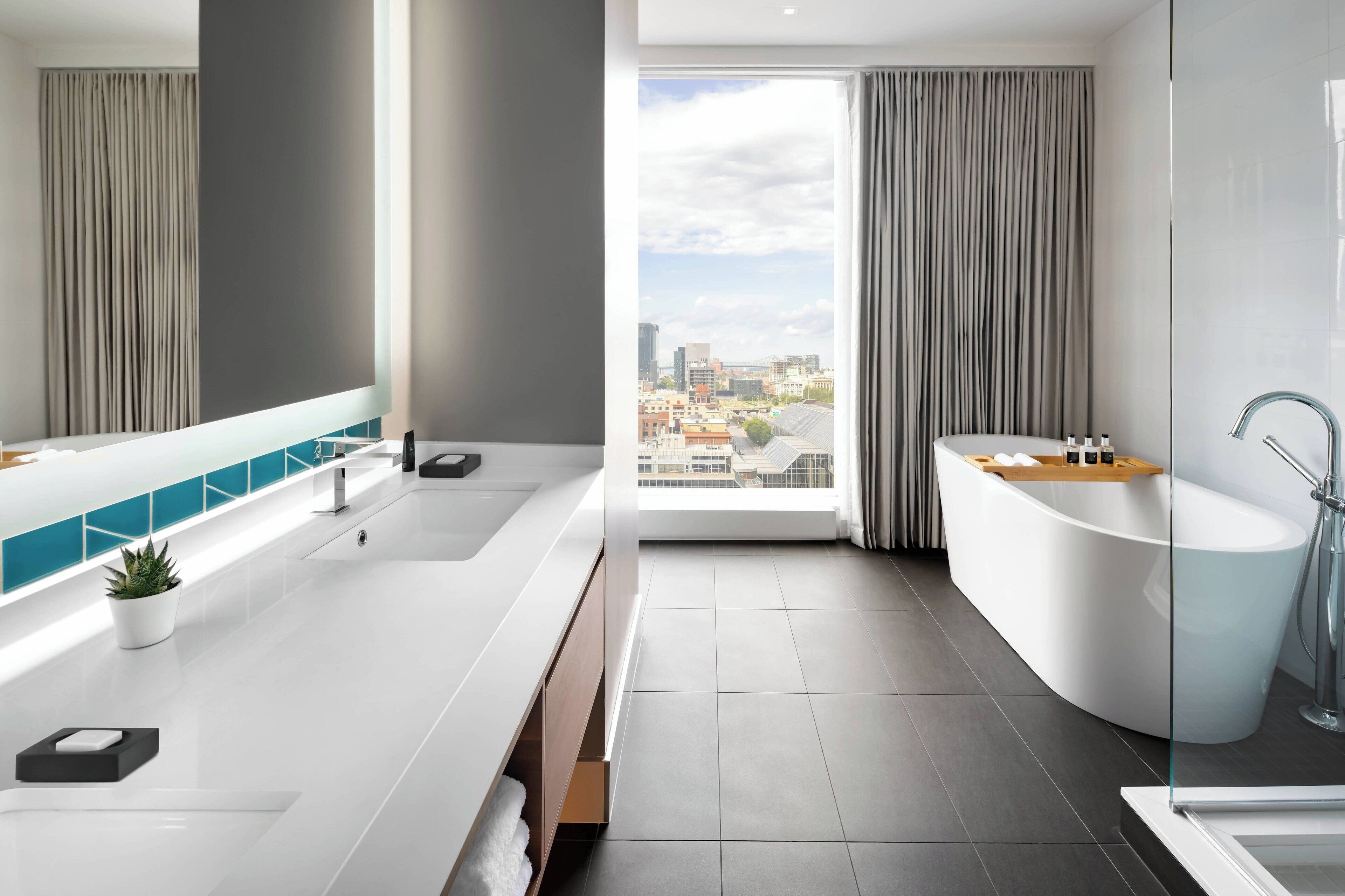 eco-friendly toiletries, hair dryer, bathrobes, towels