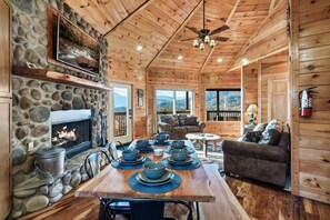 TV, fireplace, video games, DVD player