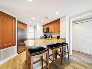 Fridge, microwave, oven, dishwasher