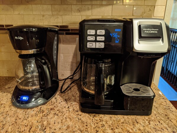 Two coffee makers on a kitchen counter. - Luxury Villa! Backyard, 1 mile to Parkway! Hot tub & Gameroom! (Sevierville)