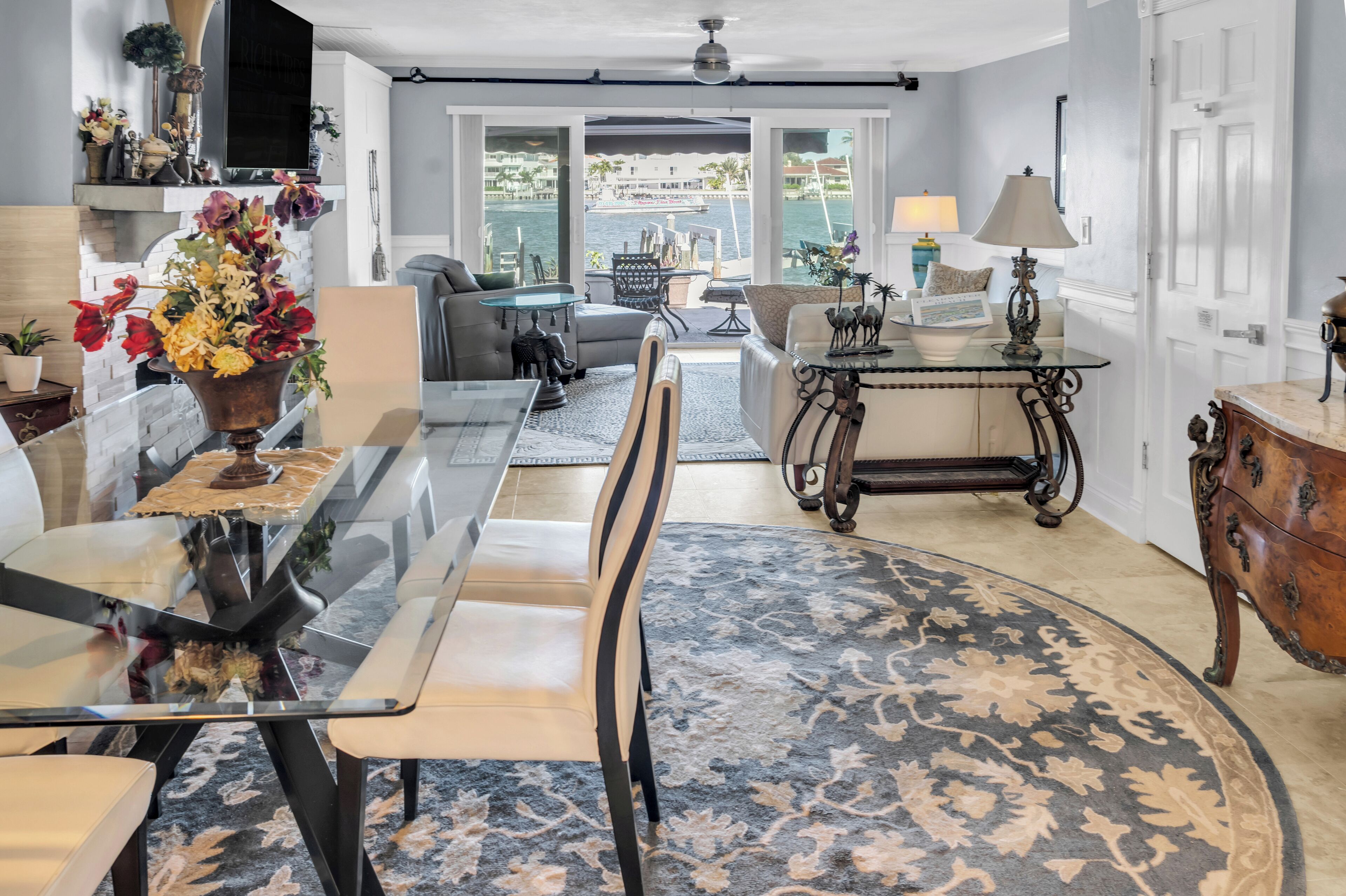 Waterfront views all of first floor