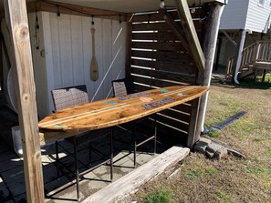 Outdoor dining - Warm and cozy Beach Cottage. 3 houses from beach 5 houses from Middleton Park (Oak Island)
