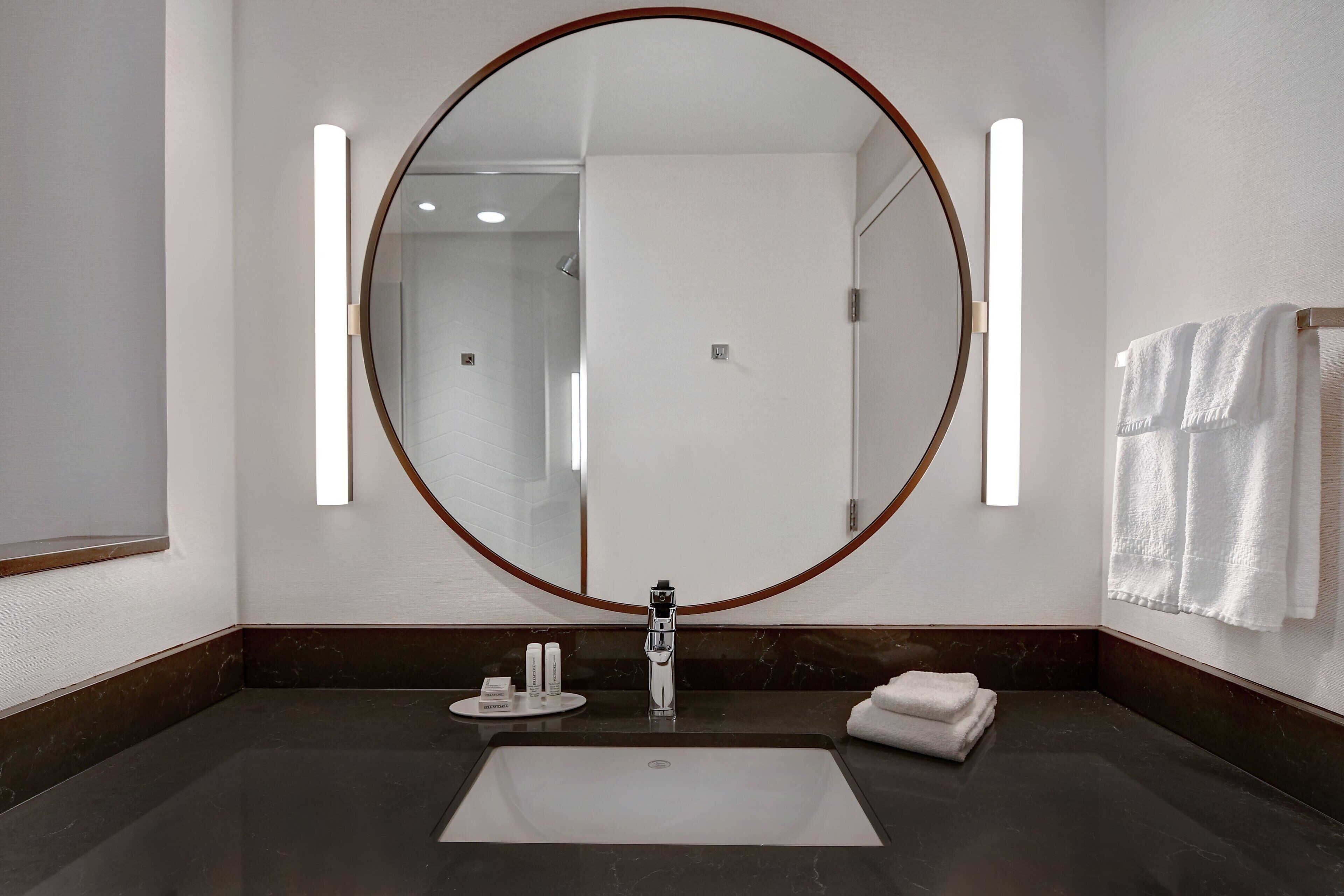 free toiletries, hair dryer, towels