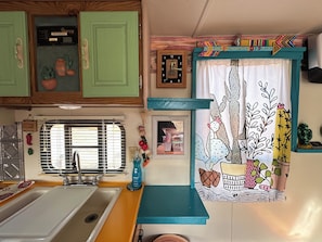 Fridge, microwave, coffee/tea maker, electric kettle