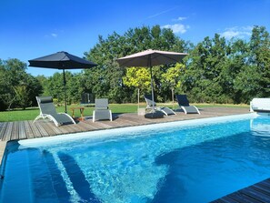 Outdoor pool, a heated pool - Wooden home, heated pool, AC, 8 guests, Dordogne - Périgord (DEVILLAC)
