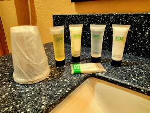 Douche, séchoir à cheveux, serviettes fournies, savon