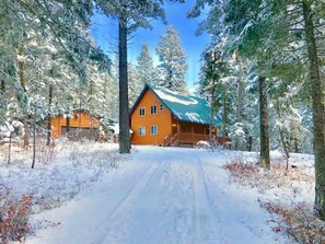 Exterior - Mountain Pines Luxury Yellowstone Cabin + Hot Tub + Sleeps 15 + Garage + 2 Acres (Island Park)