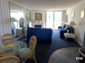 Living area - E-106 Ocean and Pool Views Just Steps to Beach. (Oceanside)