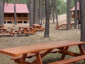 Outdoor dining - Circle Pine Ranch-"The Real Log Cabin Experience" (Alpine)
