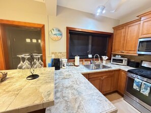 Fridge, microwave, oven, stovetop - Lavender Hill Condo Paradise Carest 1W (St.John)