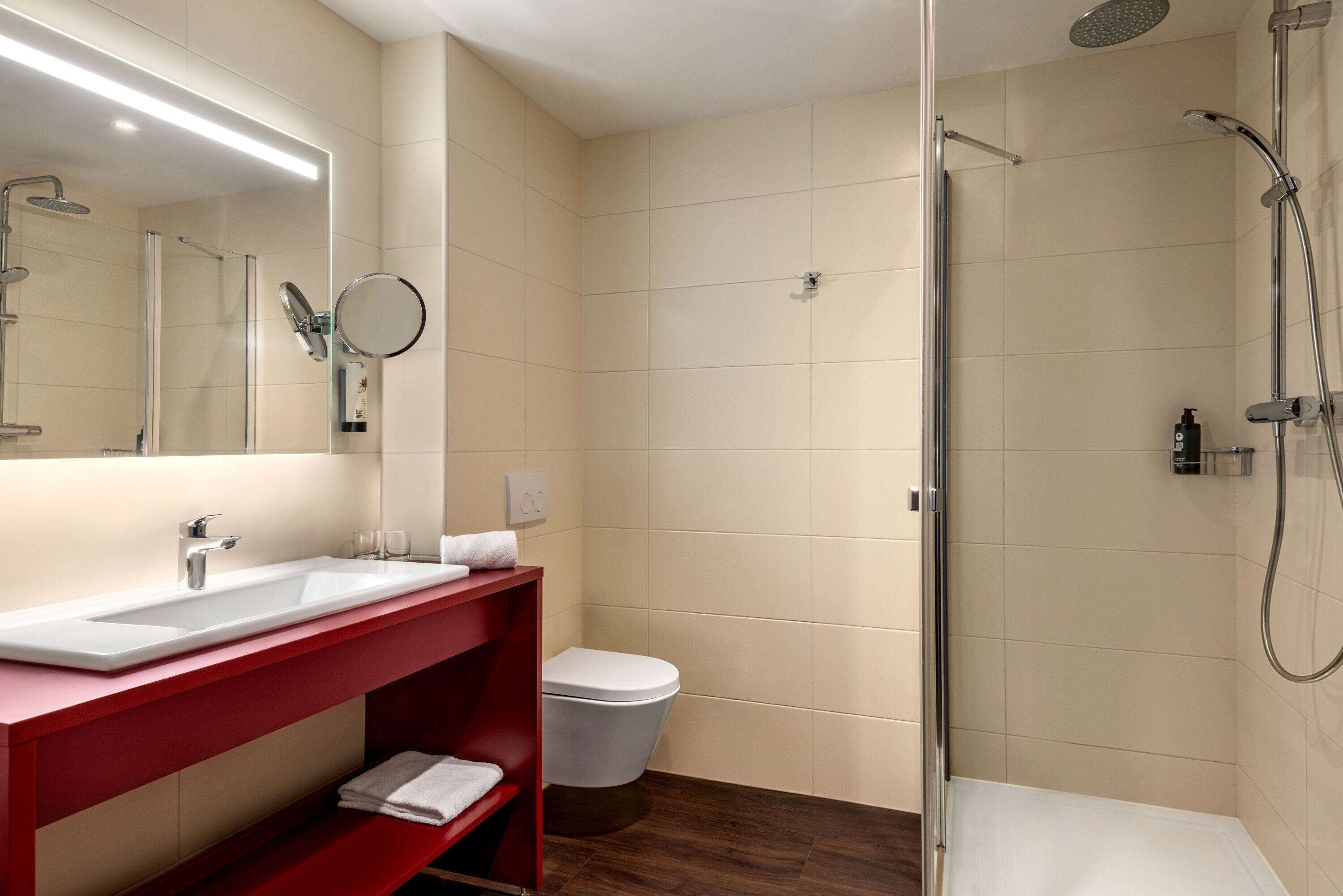 room (lounge) | bathroom | shower, rainfall showerhead, hair dryer, towels