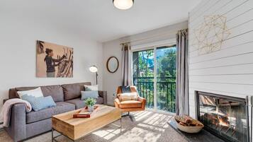 TV, fireplace, offices