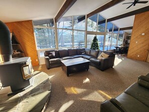 TV, fireplace, video games, stereo