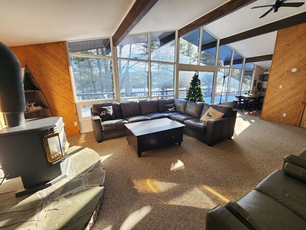 TV, fireplace, video games, stereo