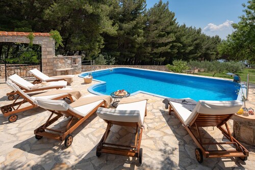 Luxury Beachfront Villa Zlatni Rat With Pool at the Beach Zlatni Rat in Bol on Island of Brac