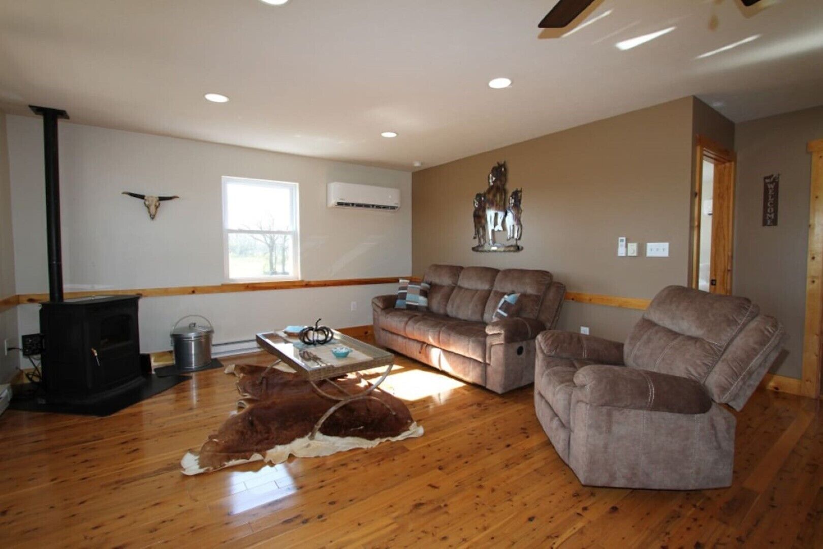 Televisión, chimenea y reproductor de DVD 