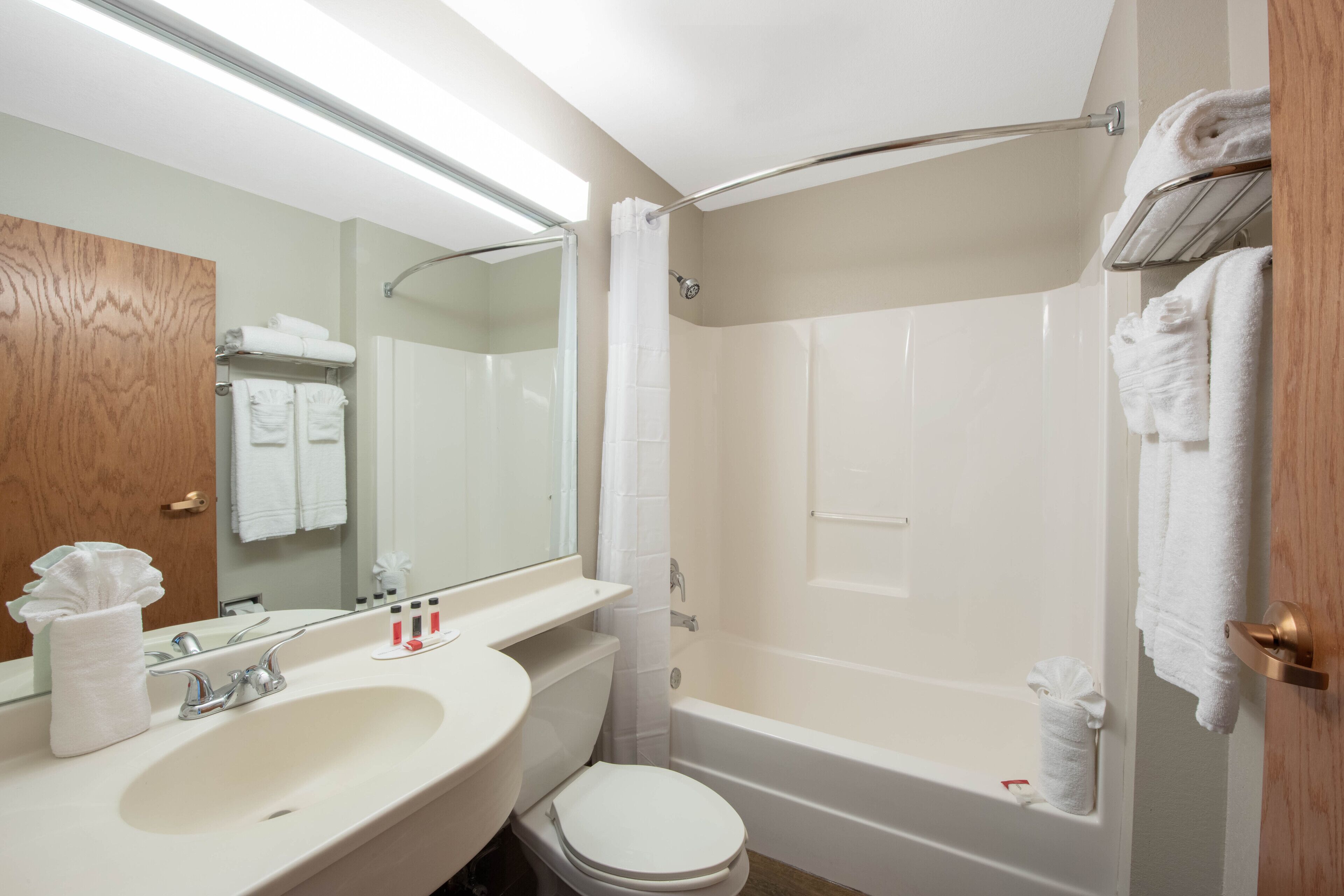 Bathtub, hair dryer, towels, soap