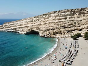 Beach nearby, sun loungers