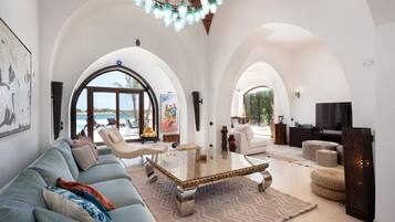 Family Villa, 4 Bedrooms, Private Pool | Living area | 0-inch flat-screen TV with satellite channels, TV, Netflix