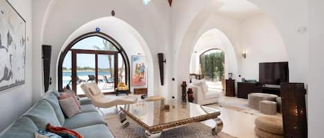 Family Villa, 4 Bedrooms, Private Pool | Living area | 0-inch flat-screen TV with satellite channels, TV, Netflix