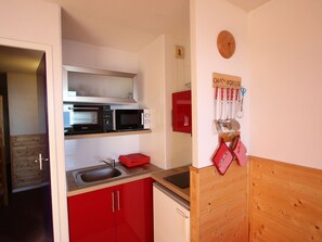 Fridge, microwave, oven, coffee/tea maker
