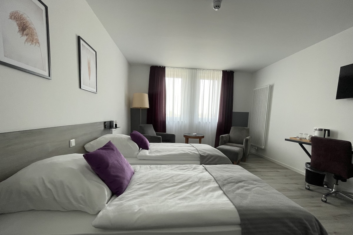Habitación doble estándar | Ropa de cama hipoalergénica, escritorio, wifi gratis y ropa de cama
