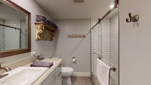 Bathtub, hair dryer, towels