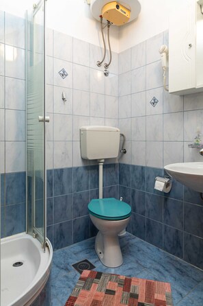 Double Room (Double Room) | Bathroom | Shower, towels, soap, shampoo