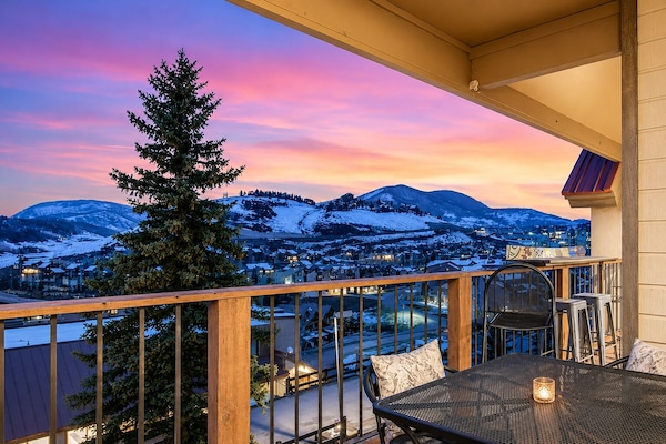 Twilight View From private Deck in our 4 Bed/4 Bath plus Loft Ski In/Out Condo