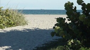 A sandy beach with sparse vegetation and a clear view of the ocean. - SANDCASTLES OCEAN VIEW TOP FLOOR..DATES AVAILABLE (check Reviews) (Cocoa Beach)