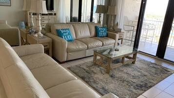 Televisión de pantalla plana, reproductor de DVD, libros y videoteca