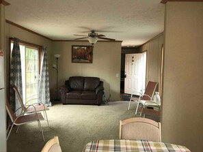 Fireplace, books - Trail End Cottage in 8 Acre Land In Lake or Lakes (Cloyne)