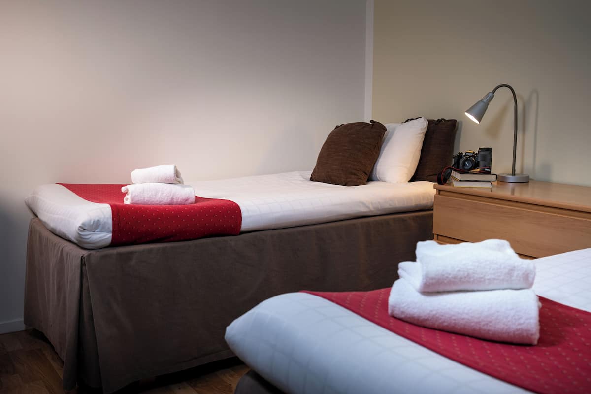Desk, free WiFi, bed sheets
