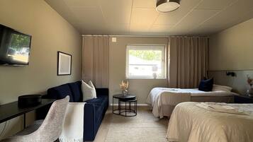 Desk, free WiFi, bed sheets