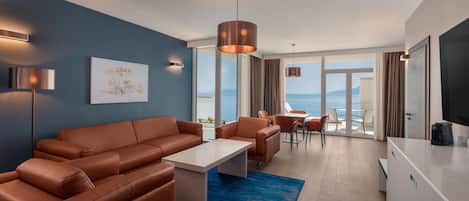 55-inch flat-screen TV with cable channels, TV